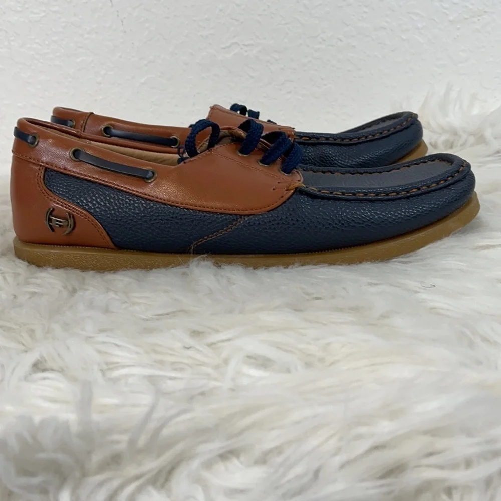 Phat Farm Men's Blue/Brown Boat Shoes Size 10.5